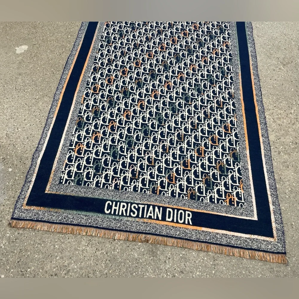 Christian Dior Navy and White Monogram Scarf